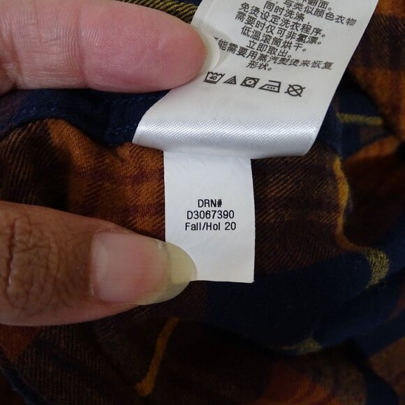 Eddie Bauer Classic Fit Flannel Plaid Button Up Shirt Orange Blue Men Size L - Picture 7 of 11